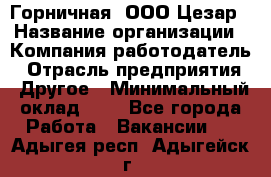 Горничная. ООО Цезар › Название организации ­ Компания-работодатель › Отрасль предприятия ­ Другое › Минимальный оклад ­ 1 - Все города Работа » Вакансии   . Адыгея респ.,Адыгейск г.